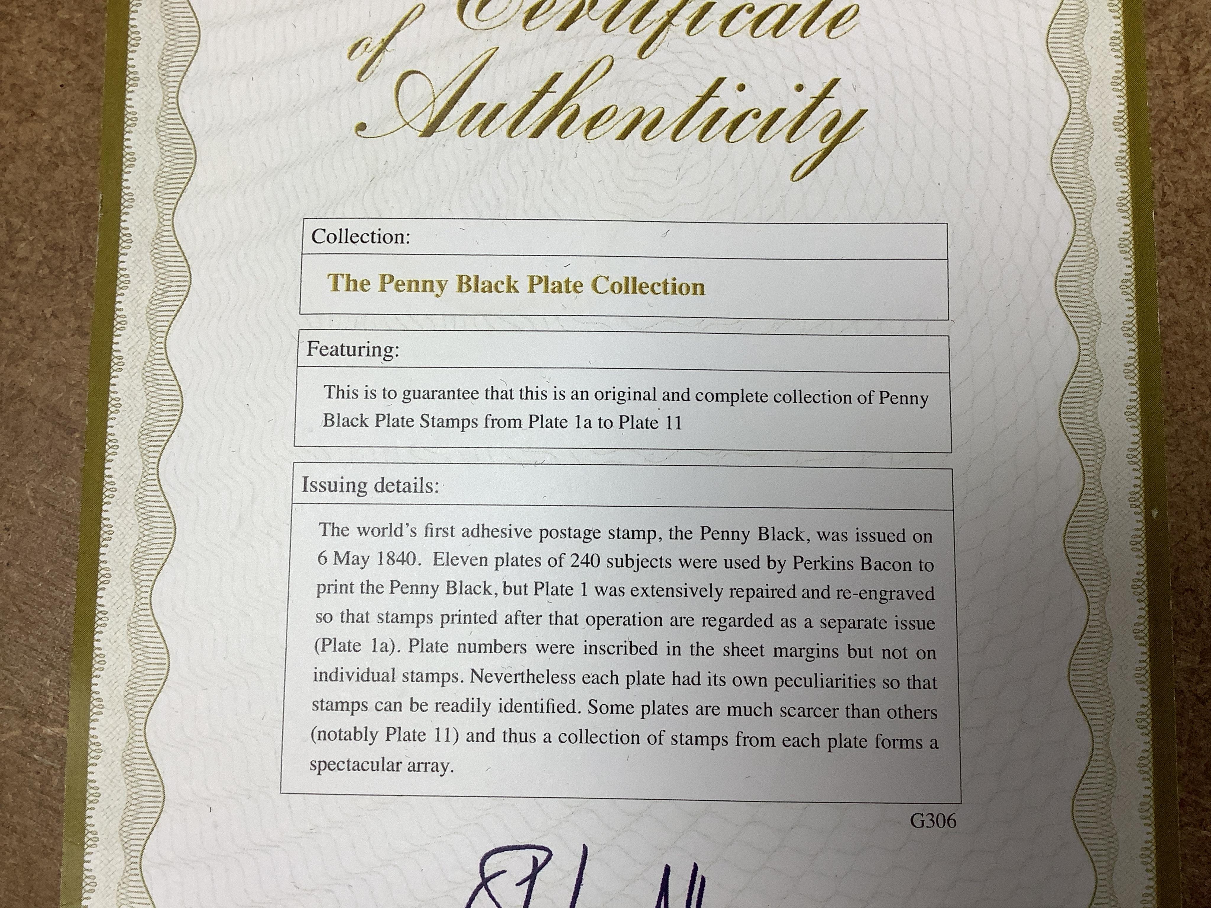 The Penny Black Plate collection in Westminster Collection case with certificate